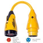 Marinco P504-30 EEL 30A-125V Female to 50A-125/250V Male Pigtail Adapter - Yellow - P504-30