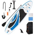 HomCom Prancha de Paddle Surf Inflável 300x76x15cm Branco e Azul - A33-020