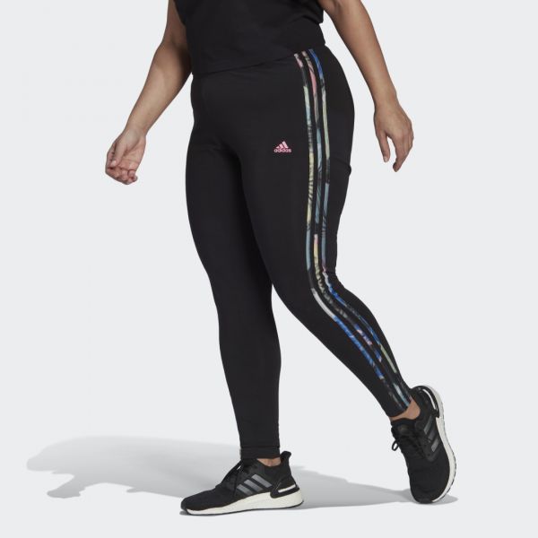 Adidas Leggings 3-Stripes Essentials (Plus Size) Black / Bliss Pink 2X -  HK9675-2X