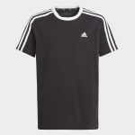 adidas T-Shirt Boyfriend em Algodão 3-Stripes Essentials Black / White 152 - H44670-0003