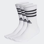 Adidas Meias de Cano Médio Acolchoadas 3-Stripes - 3 pares White / Black 43-45 - HT3458-0009