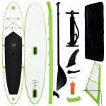 vidaXL Conjunto Prancha Paddle Sup Insuflável C/ Vela Verde e Branco - 92735