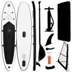 vidaXL Conjunto Prancha Paddle Sup Insuflável C/ Vela Preto e Branco - 92736