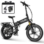 Alpine-pro Bicicleta Elétrica I7 Pro 3.0 para Adultos 750w 48v 20ah Bateria Removível, Bicicleta Elétrica Dobrável com Suspensão Total com Travão Hidráulico, Shimano 8 Velocidades, Preta
