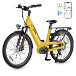 Alpine-pro Bicicleta Elétrica Urbana L5 de 26 Polegadas 500w com Sensor de Torque e Assistência de Pedal, Bicicleta Elétrica Passo a Passo com Bateria 48v 15ah - Amarela