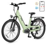 Alpine-pro L5 26" 500w Bicicleta Elétrica Urbana Sensor de Torque Ebikes com Pedal Assist, Bicicleta Elétrica Step-through com Bateria 48v15ah-verde