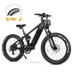 Alpine-pro T7 26'' 750w Bicicleta Elétrica de Montanha Bafang Motor 48v 20ah Bateria Shimano 8 Velocidades - Preto