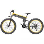 Bezior X1500 Bicicleta Elétrica Dobrável para Adultos 26'' Pneu Gordo Mountain Bike 1500w 48v 12.8ah Bateria Shimano 27 Velocidades - Amarelo