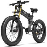 Bezior Bicicleta Elétrica X-plus 26" Pneu Gordo Bicicleta Elétrica Dobrável de Montanha 1500w 48v 17,5ah