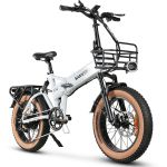 Samebike Elétrica XWLX09-II para Adulto, 1000 W, Elétrica com Pneu Grosso de 20'', Bateria Removível 48 V 15A, 7 Velocidades - Branco