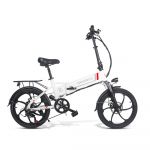 Samebike 20LVXD30 Elétrica Dobrável Portátil de 20 Polegadas, Motor 350w, Bateria 48v 10ah - Branco