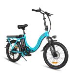 Samebike Elétrica Dobrável CY20, Elétrica Suburbana de 20'' para Adulto, Motor 350 W, Bateria 36 V 12Ah - Azul