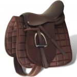 Sela Equitação 16", Couro Natural 14 cm 5-in-1 / Marrom