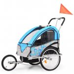 Atrelado Bicicleta/carrinho Infantil 2-em-1 Azul Claro e Cinzento - 91377
