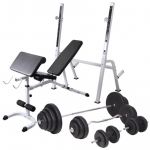 Banco Musculação C/ Suporte P/ Pesos + Barras e Halteres 120 Kg - 275376