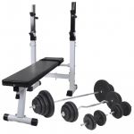 Banco Musculação C/ Suporte P/ Pesos + Barras e Halteres 120 Kg - 275375