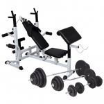 Banco Musculação C/ Suporte P/ Pesos + Barras e Halteres 120 Kg - 275378
