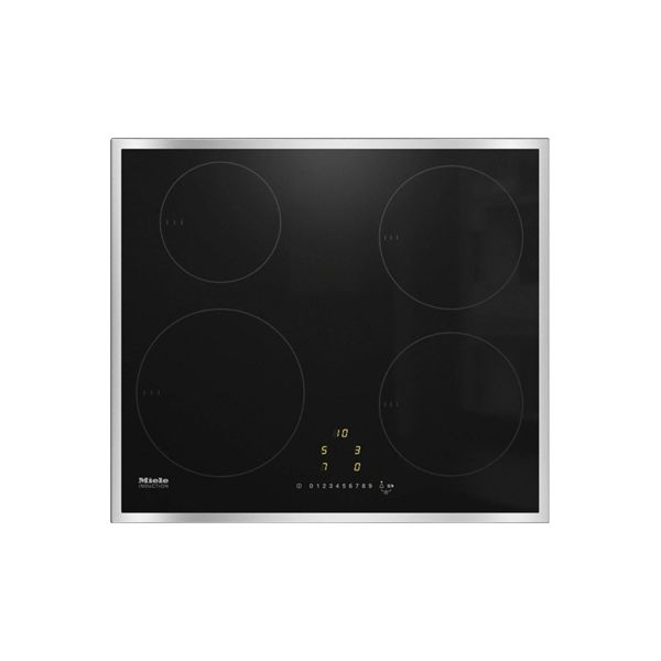 Placa de inducción Miele KM 7201 FR en vitrocerámica negra con marco plano  en acero inoxidable de 60 cm