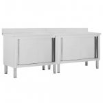 Mesas Trabalho C/ Portas De Correr 2 Pcs 240x50x95cm Inox - 3055903