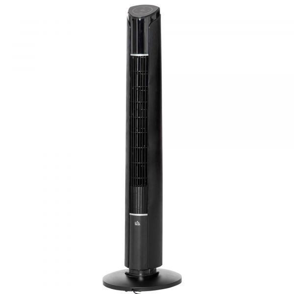 Homcom Ventilador De Torre Oscilante 107cm 45w Com Comando Led Tátil