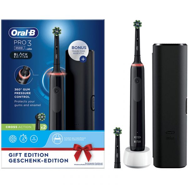 Escova de Dentes Elétrica Oral-B Braun Pro 3 3500 Design ED com Controlo de  Precisão - Preto · El Corte Inglés