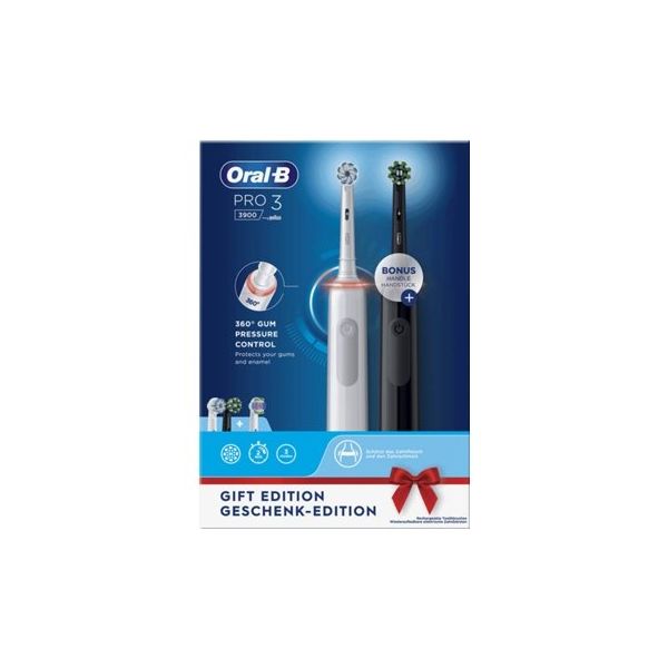 Cepillo de dientes eléctrico Oral-B Pro 3 3900 Black Edition + 4