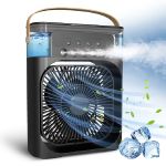 Klack Ventilador Portatil Enfriador de aire 4 en 1 - Ventilador, Humidificador, Aromaterapia y Luz Led de colores negro - VENTILADORVAPOR_NEGRO