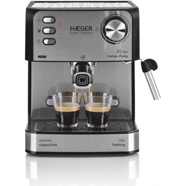 Máquina de Café Haeger Super Expresso 20 Bar 1.60L 850W Café em Pó/Pastilhas