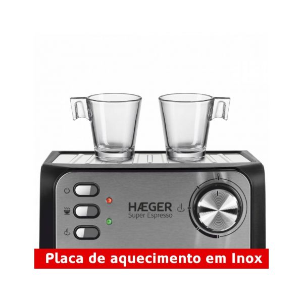Máquina de Café Haeger Super Expresso 20 Bar 1.60L 850W Café em Pó/Pastilhas