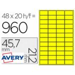 Etiqueta Adesiva Avery Poliester Amarelo 45,7X21,2 mm Laser - L6103-20