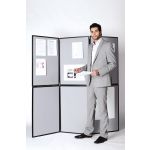 Bi-Office Biombos Modulares Face Dupla 900x600x20mm Nylon Cinza e Azul (6 Painéis) - DSP330516
