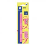Staedtler 2 de Grafite Hb Wopex Neon + Afia-lápis e Borracha Rosa