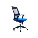 Rocada Cadeira c/ Braços Tecido Azul + Encosto Polímero Preto - RD-908-3