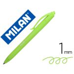 Milan Esferográfica P1 Retrátil 1 mm Touch Verde Claro. - 176552212