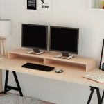 Suporte para Monitor de Madeira Compensada 118x23,5x9 cm Bege - 243662