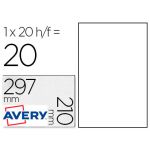 Avery Etiqueta Adesiva Poliester Branco 210 x 297 mm Laser 20 un. - L4775-20