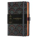 Castelli Italy Bloco de Notas Art Deco, 9 X 14 cm 96 Folhas, Liso, Capa Preta e Cobre