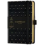 Castelli Italy Bloco de Notas Honeycomb, 9 X 14 cm 120 Folhas, Liso, Capa Preta e Dourada