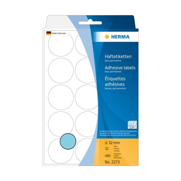 Herma Adhesive Labels Azul 32mm 32 Sheets 111x170 480 Pcs. - 2273 ...