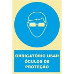Proftc Sinal de Obrigação de Uso de Óculos de Proteção Fotoluminescente (150mmx200mm)