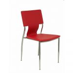 PYC Pack 4 Cadeiras Confidenciais de 4 Pernas c/ Estrutura Cromada - Assento e Encosto Estofados em Vermelha Similpiel Reoli