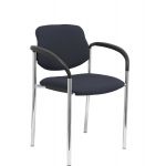 PYC Cadeira Confiante c/ 4 Pernas e Estrutura Cromada c/ Braços - Assento e Encosto Estofado Bali Cinza Escuro Villa