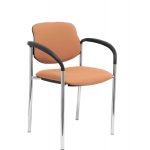PYC Cadeira Confiante c/ 4 Pernas e Estrutura Cromada c/ Braços - Assento e Encosto Estofado Bali Castanho Villalgor