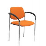 PYC Cadeira Confiante c/ 4 Pernas e Estrutura Cromada c/ Braços - Assento e Encosto Estofado Bali Laranja Villalgord