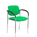 PYC Cadeira de Visitante Villalgordo Estrutura Cromada c/ Braços Tecido Verde