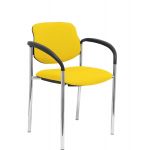 PYC Cadeira Confiante c/ 4 Pernas e Estrutura Cromada c/ Braços - Assento e Encosto Estofado Bali Amarelo Villalgord