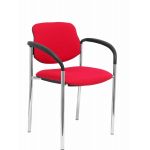 PYC Cadeira Confiante c/ 4 Pernas e Estrutura Cromada c/ Braços - Assento e Encosto Estofado Bali Vermelho Villalgor