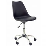 PYC Cadeira de Escritório Ergonómica, Regulável em e Giratória 360º - Assento e Encosto em Plástico Preto c/ Assento Estofado