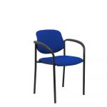 PYC Cadeira de Visitante Estrutura Preta Estofado em Tecido Sintético Azul