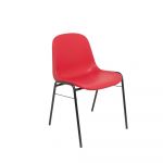 PYC Embalar Confiantes 4 Cadeiras Ergonómicas, Empilhável e c/ Assento Preto Frame e Vermelho Pvc Fazendo Alborea